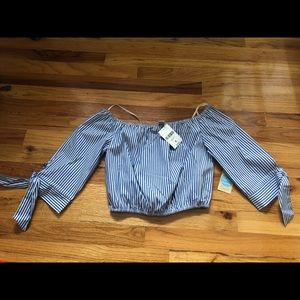 Striped off the shoulder top